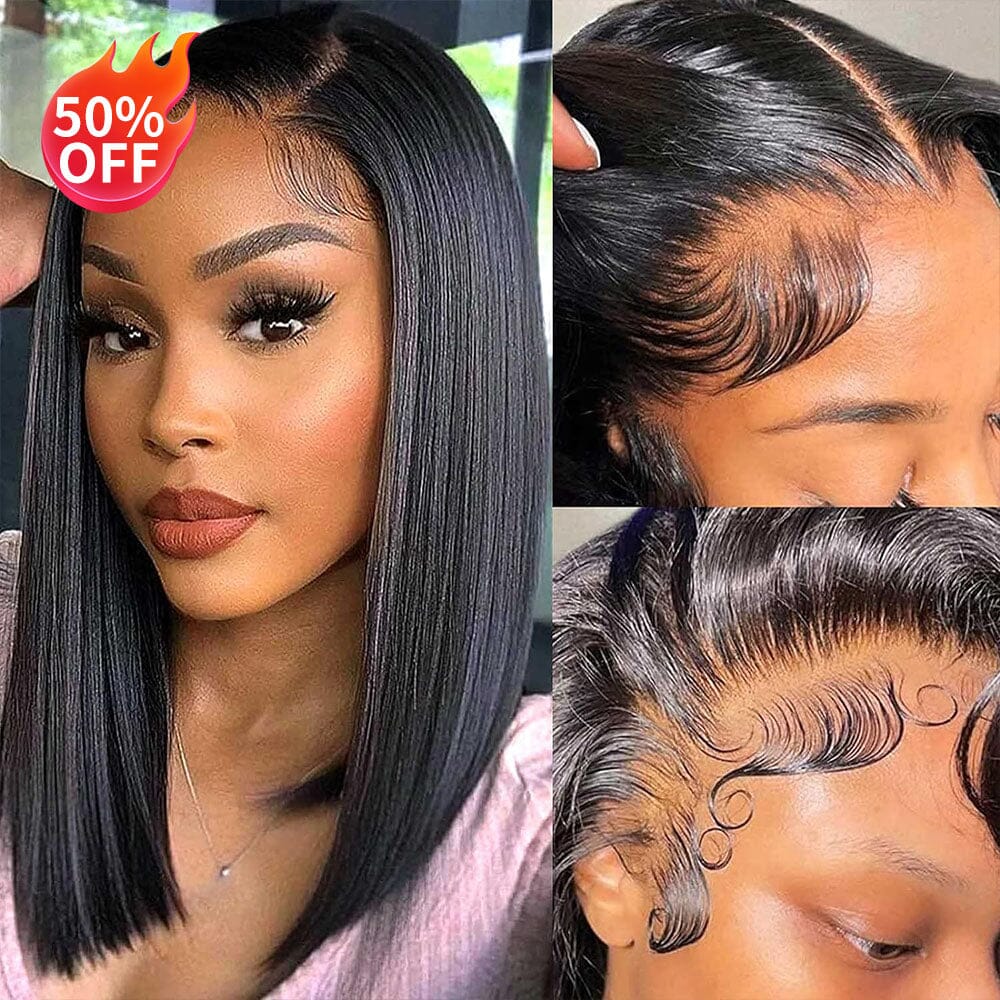 50 OFF 13*4 Transparent Lace Straight Bob Human Hair Wig LABHAIRS®