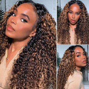 V Part Ombre Highlight Curly High Thickness No Lace Beginner Friendly Wig LABHAIRS® 
