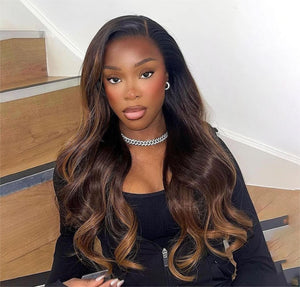 Ombre Highlight Color 13*4 Full Frontal Raw Hair Top Swiss HD Lace Wig LABHAIRS®