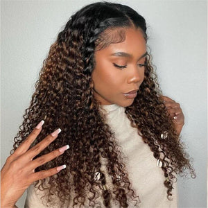 Ombre Honey Blonde Deep Curly Full Lace Human Hair Wig Apparel & Accessories > Clothing Accessories > Hair Accessories > Wigs > 13x6-lace-front-wig LABHAIRS® 