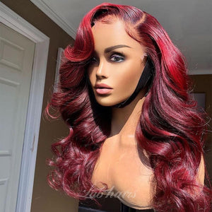 Burgundy Red Colorful Preplucked Loose Wave Lace Front Wig | Loose Body Wave Apparel & Accessories > Clothing Accessories > Hair Accessories > Wigs > 5x5 Top Swiss HD Lace Closure Wig LABHAIRS®