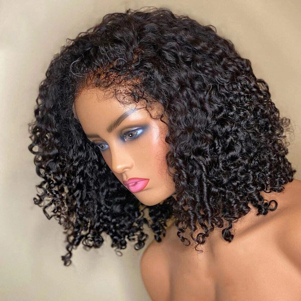 13*4 Top HD Lace New Curly Baby Hair Kinky Curly Bob Human Hair Wig Apparel & Accessories > Clothing Accessories > Hair Accessories > Wigs > Lace Front Bob Wig LABHAIRS® 