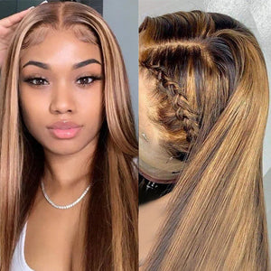 Blonde Highlight Piano Color Human Hair Lace Front Wig | Straight Lab Hairs