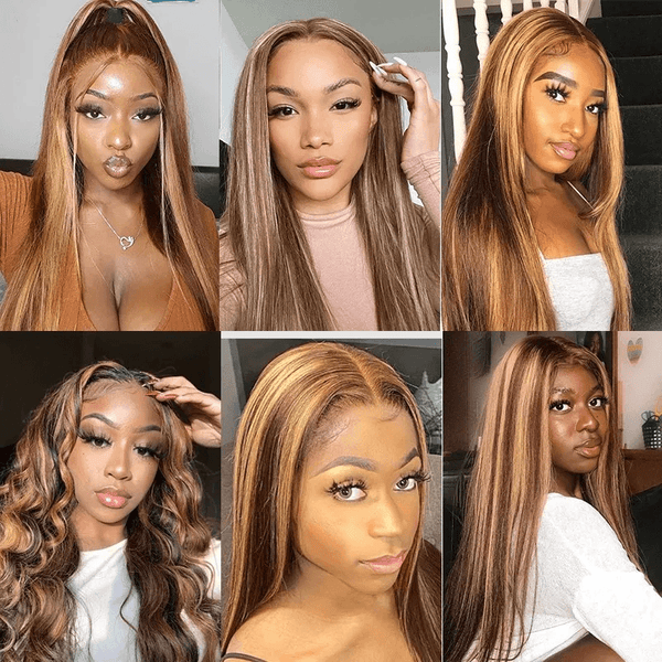 Blonde Highlight Piano Color 13X6 Human Hair Transparent Lace Front Wig | Straight Lab Hairs 