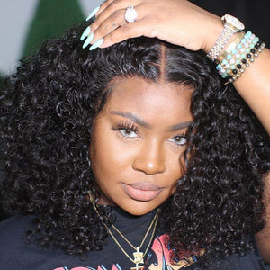 Labhairs Deep Curly Bob| 4x4 Transparent Closure Lace| Human Hair LABHAIRS®