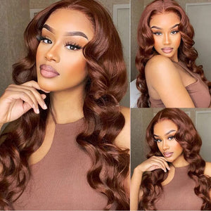 New Reddish Brown Top Swiss HD Lace Loose Body Wave Wig Apparel & Accessories > Clothing Accessories > Hair Accessories > Wigs > 13x6-lace-front-wig LABHAIRS®