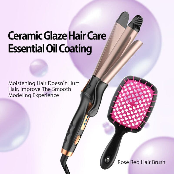 2-IN-1 Ceramic Glaze Coating Curling Iron& High Elasticity Hair Brush With Wig Cap Kit Apparel & Accessories > Clothing Accessories > Hair Accessories > Wig Accessories > Tools & Accessories LABHAIRS® 