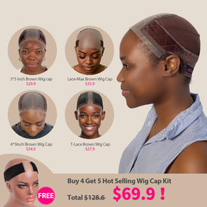 Labhairs Buy 4 Get 5 Wig Grip Cap For Keeping Wigs In Place Transparent Lace Kit LABHAIRS® Brown Kit 