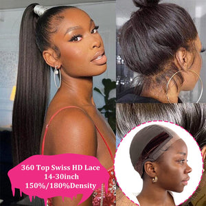 360 Top Swiss HD Lace Silky Straight Wig&Wig Cap Kit Apparel & Accessories > Clothing Accessories > Hair Accessories > Wig Accessories > Tools & Accessories LABHAIRS® 