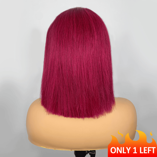 Only 1 Left|13*4 Transparent Lace Burgundy Color 180% Bob Apparel & Accessories > Clothing Accessories > Hair Accessories > Wigs > Colorful Wig LABHAIRS® 