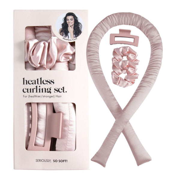 Labhairs Heatless Curling Set: Satin No-Heat Hair Curler with 2 Scrunchies & Shark Clip- Sleep-Friendly Overnight Curls, Zero Damage Apparel & Accessories > Clothing Accessories > Hair Accessories > Wig Accessories > Tools & Accessories LABHAIRS® Baby Pink 