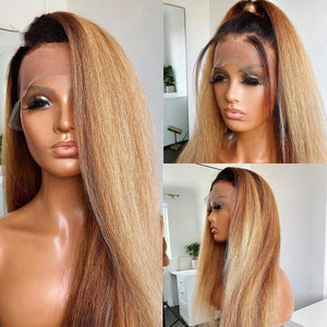 Ombre Honey Blonde 360 Top Swiss HD Lace Frontal Wig| Kinky Straight Apparel & Accessories > Clothing Accessories > Hair Accessories > Wigs > 13x6-lace-front-wig LABHAIRS® 