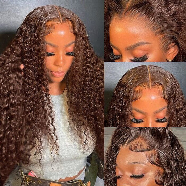 New Chocolate Brown Color Full Lace Transparent Kinky Curly Wig Apparel & Accessories > Clothing Accessories > Hair Accessories > Wigs > 5x5 Top Swiss HD Lace Closure Wig LABHAIRS® 