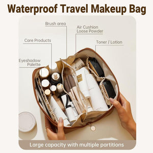 Waterproof Travel Makeup Bag - Large Capacity Lay-Flat Cosmetic Organizer with Adjustable Dividers, Carry Handle & Portable Design for Toiletries Storage Apparel & Accessories > Clothing Accessories > Hair Accessories > Wig Accessories > Tools & Accessories LABHAIRS® 