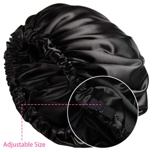 Silk Bonnet for Sleeping for Women Adjustable Satin Hair Cap for Curly and Natural Hair Apparel & Accessories > Clothing Accessories > Hair Accessories > Wig Accessories > Tools & Accessories LABHAIRS® Black 