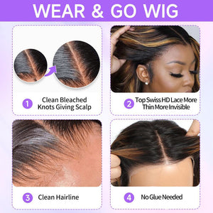 5*5 Top Swiss HD Glueless Lace Ombre Highlight Human Hair Lace Wig Apparel & Accessories > Clothing Accessories > Hair Accessories > Wigs > Colorful Wig LABHAIRS® 