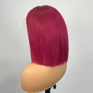 Only 1 Left|13*4 Transparent Lace Burgundy Color 180% Bob Apparel & Accessories > Clothing Accessories > Hair Accessories > Wigs > Colorful Wig LABHAIRS® 