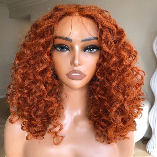 13*4 Full Frontal Transparent Lace Ginger Color Loose Curly Bob Apparel & Accessories > Clothing Accessories > Hair Accessories > Wigs > 13x6-lace-front-wig Lab LABHAIRS® 