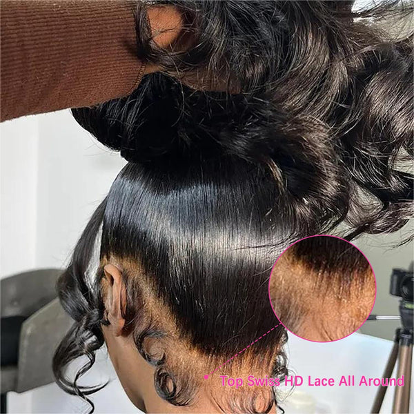 Clean Bleached Knots Human Hair 360 Top Swiss HD Lace Frontal Wig Free Part | Loose Body Wave Apparel & Accessories > Clothing Accessories > Hair Accessories > Wigs > 360 Lace Wigs LABHAIRS® 