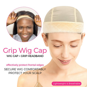 Labhairs Wig Grip Cap with Lace Edge – Non Slip Adjustable Wig Cap with Grip Band for Women, Glueless Breathable Under Wig Cap for Natural Hairline, One Size Fits All Apparel & Accessories > Clothing Accessories > Hair Accessories > Wig Accessories > Tools & Accessories LABHAIRS® 