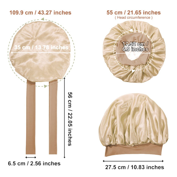 Double-Sided Satin Bonnet Silk Bonnet for Sleeping Lined Hair Bonnet with Tie Band(Pink Beige） Apparel & Accessories > Clothing Accessories > Hair Accessories > Wig Accessories > Tools & Accessories LABHAIRS® 