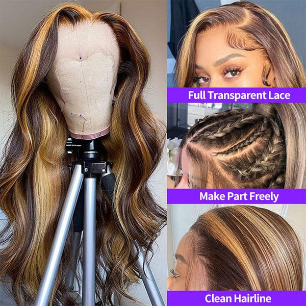 Full Lace Ombre Highlight Color Human Hair Wigs| Body Wave Apparel & Accessories > Clothing Accessories > Hair Accessories > Wigs > 13x6-lace-front-wig LABHAIRS® 