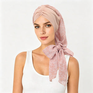 Soft Chemo Headwrap for Women with Chiffon Scarf - Lightweight Turban Headwear for Women with Hair Loss, Chemotherapy & Alopecia Apparel & Accessories > Clothing Accessories > Hair Accessories > Wig Accessories > Tools & Accessories LABHAIRS® 03 - Blush Lace 
