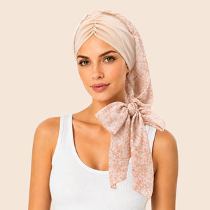 Soft Chemo Headwrap for Women with Chiffon Scarf - Lightweight Turban Headwear for Women with Hair Loss, Chemotherapy & Alopecia Apparel & Accessories > Clothing Accessories > Hair Accessories > Wig Accessories > Tools & Accessories LABHAIRS® Single 03 - Blush Lace 