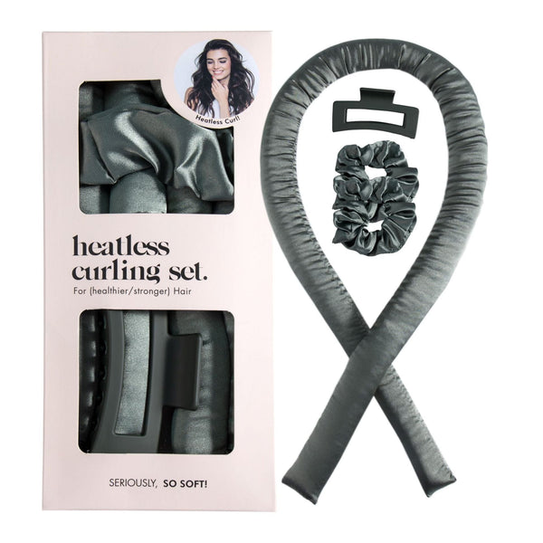 Labhairs Heatless Curling Set: Satin No-Heat Hair Curler with 2 Scrunchies & Shark Clip- Sleep-Friendly Overnight Curls, Zero Damage Apparel & Accessories > Clothing Accessories > Hair Accessories > Wig Accessories > Tools & Accessories LABHAIRS® Slate Green 