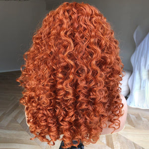 13*4 Full Frontal Transparent Lace Ginger Color Loose Curly Bob Apparel & Accessories > Clothing Accessories > Hair Accessories > Wigs > 13x6-lace-front-wig Lab LABHAIRS® 