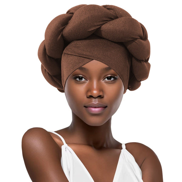 3 Color Braid Twist Turban Cap Soft Solid Color Elegant Head Wrap（Black Coffee Blue） Apparel & Accessories > Clothing Accessories > Hair Accessories > Wig Accessories > Tools & Accessories LABHAIRS® 