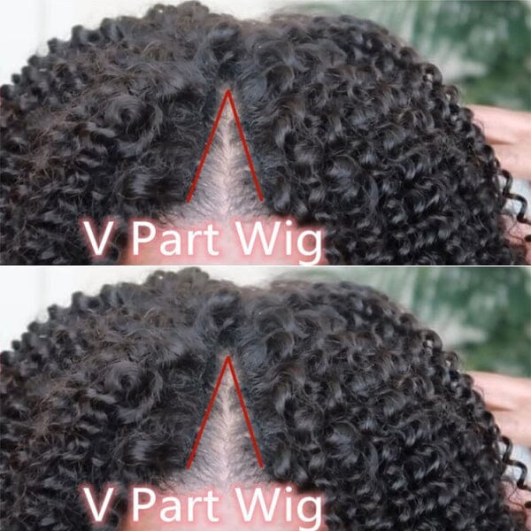 Short Curly V Part Human Hair No Lace Bob|Labhairs LABHAIRS® 