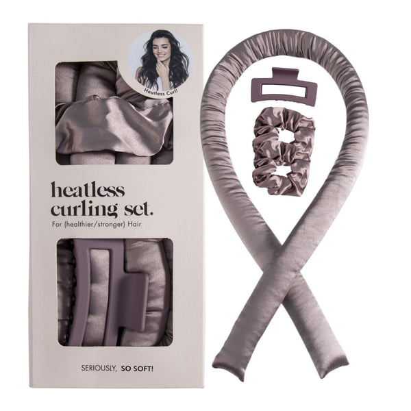 Labhairs Heatless Curling Set: Satin No-Heat Hair Curler with 2 Scrunchies & Shark Clip- Sleep-Friendly Overnight Curls, Zero Damage Apparel & Accessories > Clothing Accessories > Hair Accessories > Wig Accessories > Tools & Accessories LABHAIRS® Mauve Grey 