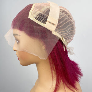Only 1 Left|13*4 Transparent Lace Burgundy Color 180% Bob Apparel & Accessories > Clothing Accessories > Hair Accessories > Wigs > Colorful Wig LABHAIRS® 
