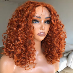 13*4 Full Frontal Transparent Lace Ginger Color Loose Curly Bob Apparel & Accessories > Clothing Accessories > Hair Accessories > Wigs > 13x6-lace-front-wig Lab LABHAIRS® 