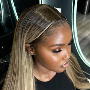 New Ombre Ash Color Silky Straight Human Hair Wig Apparel & Accessories > Clothing Accessories > Hair Accessories > Wigs > 5x5 Top Swiss HD Lace Closure Wig LABHAIRS® 