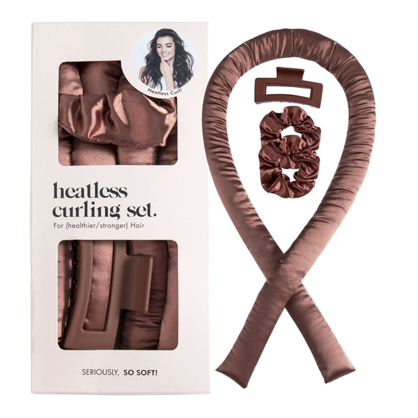 Labhairs Heatless Curling Set: Satin No-Heat Hair Curler with 2 Scrunchies & Shark Clip- Sleep-Friendly Overnight Curls, Zero Damage Apparel & Accessories > Clothing Accessories > Hair Accessories > Wig Accessories > Tools & Accessories LABHAIRS® Reddish Brown 
