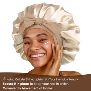 Double-Sided Satin Bonnet Silk Bonnet for Sleeping Lined Hair Bonnet with Tie Band(Pink Beige） Apparel & Accessories > Clothing Accessories > Hair Accessories > Wig Accessories > Tools & Accessories LABHAIRS® 