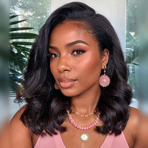 Wavy 13*4 Undetectable Top Swiss HD Lace Brazilian Bob Hair Wigs Apparel & Accessories > Clothing Accessories > Hair Accessories > Wigs > Lace Front Bob Wig LABHAIRS® 