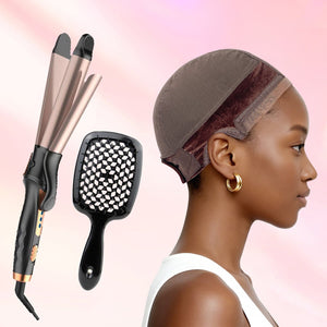 FLASH SALE 2-IN-1 Curling Iron& High Elasticity Hair Brush With Wig Grip Cap Kit Apparel & Accessories > Clothing Accessories > Hair Accessories > Wig Accessories > Tools & Accessories LABHAIRS® 