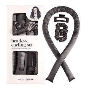 Labhairs Heatless Curling Set: Satin No-Heat Hair Curler with 2 Scrunchies & Shark Clip- Sleep-Friendly Overnight Curls, Zero Damage Apparel & Accessories > Clothing Accessories > Hair Accessories > Wig Accessories > Tools & Accessories LABHAIRS® Dark Grey 