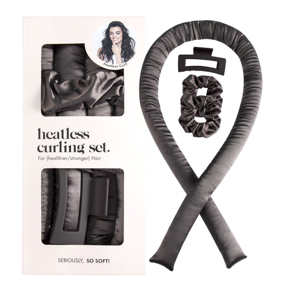 Labhairs Heatless Curling Set: Satin No-Heat Hair Curler with 2 Scrunchies & Shark Clip- Sleep-Friendly Overnight Curls, Zero Damage Apparel & Accessories > Clothing Accessories > Hair Accessories > Wig Accessories > Tools & Accessories LABHAIRS® Dark Grey 