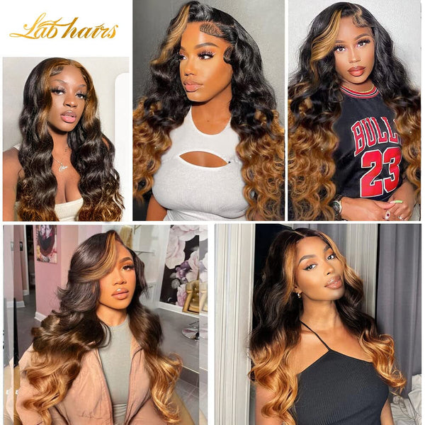 Ombre Color Full Lace Human Hair Wigs With Clean Bleached Knots| Body Wave Apparel & Accessories > Clothing Accessories > Hair Accessories > Wigs > 13x6-lace-front-wig LABHAIRS® 
