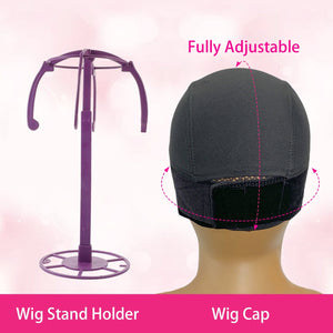 Wig Stand Portable Collapsible Holder&Keeping Wigs In Place Wig Cap Kit Apparel & Accessories > Clothing Accessories > Hair Accessories > Wig Accessories > Tools & Accessories LABHAIRS® 