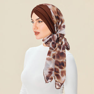 Soft Chemo Headwrap for Women with Chiffon Scarf - Lightweight Turban Headwear for Women with Hair Loss, Chemotherapy & Alopecia Apparel & Accessories > Clothing Accessories > Hair Accessories > Wig Accessories > Tools & Accessories LABHAIRS® 07 - Mocha Tie-Dye 