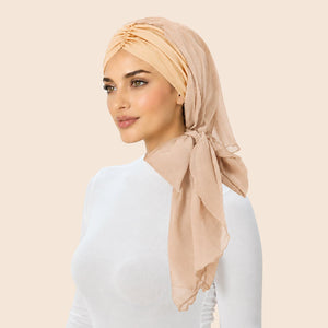 Soft Chemo Headwrap for Women with Chiffon Scarf - Lightweight Turban Headwear for Women with Hair Loss, Chemotherapy & Alopecia Apparel & Accessories > Clothing Accessories > Hair Accessories > Wig Accessories > Tools & Accessories LABHAIRS® Single 08 - Sand Solid 