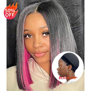 50% OFF T Part Transparent Lace Ombre Pink Color Straight Bob LABHAIRS® 