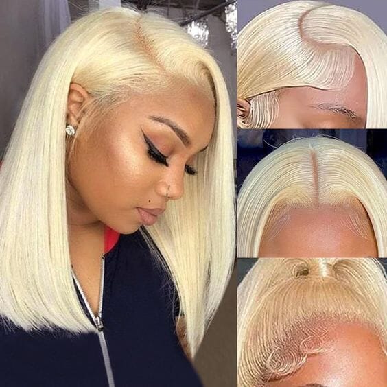 Shipping In 48Hrs Blonde Colorful Wig Human Hair 13*4 Lace Front Bob Wig | Straight Apparel & Accessories > Clothing Accessories > Hair Accessories > Wigs > Colorful Wig LABHAIRS® 
