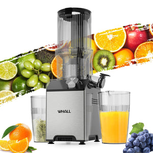 WHALL Slow Masticating Cold Press Juicer Machine: 4" Extra - Large Feed Chute, Reverse Function, for Both Soft and Hard Ingredients 180W LABHAIRS® 