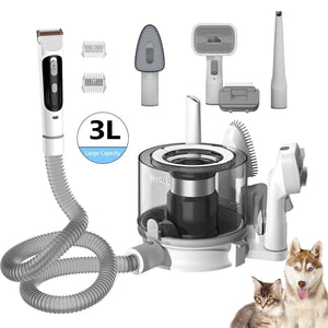 WHALL 5-in-1 Pet Grooming Vacuum Cleaner: 3-Speed Modes, Large 3L Dustbin, Low-Noise Design for Dog Hair Removal LABHAIRS® 